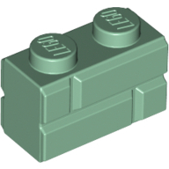 Lego kostka (kostička) 1x2 vzor cihly, pískově zelená (6075617)